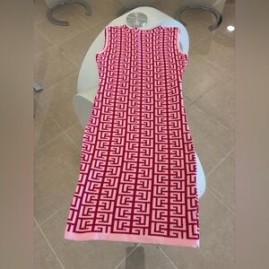 Red and Pink & Hot Pink  Geometric Pattern Dress 👗